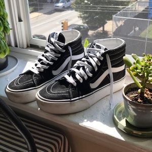 W8/M6.5 High top platform vans, almost new